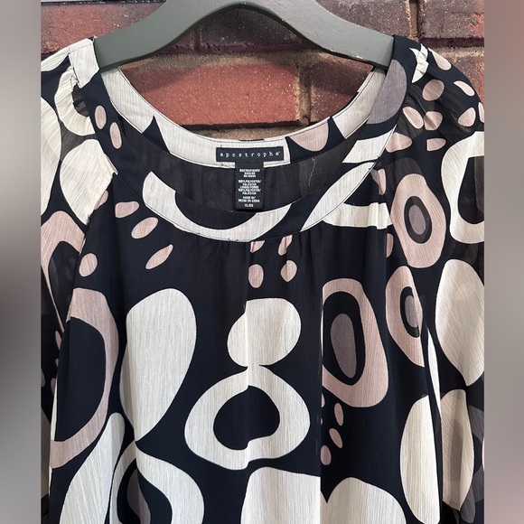 🛍️apostrophe Beautiful lining long sleeve blouse Size X-LARGE - Picture 4 of 10